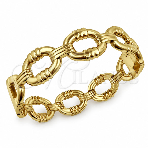 Aro Individual 07.116.0005.04 Acero Inoxidable, Diseño de Hebilla del Cinturón y Paperclip, Pulido, Tono Dorado (Grosor 15 MM, Talla 4 (2,25 de Diámetro))