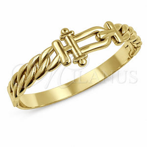 Aro Individual 07.116.0007.1.05 Acero Inoxidable, Diseño de Hebilla del Cinturón y Miami Cubana, Pulido, Tono Dorado (Grosor 08.2 MM, Talla 5 (2,50 de Diámetro))