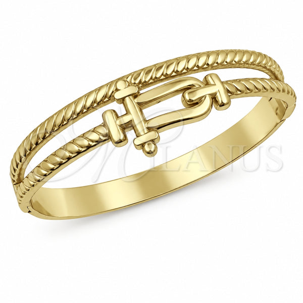 Aro Individual 07.116.0010.1.05 Acero Inoxidable, Diseño de Hebilla del Cinturón y Torcido, Pulido, Tono Dorado (Grosor 16 MM, Talla 5 (2,50 de Diámetro))