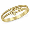 Aro Individual 07.116.0010.1.05 Acero Inoxidable, Diseño de Hebilla del Cinturón y Torcido, Pulido, Tono Dorado (Grosor 16 MM, Talla 5 (2,50 de Diámetro))