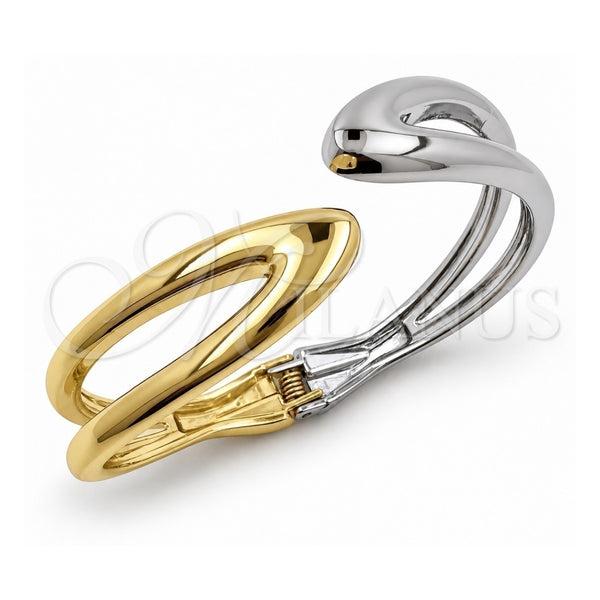 Aro Individual 07.215.0045.06 Oro Laminado, Diseño de Oja, Pulido, Dos Tonos (Grosor 23 MM, Talla Unica)