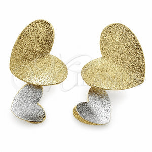 Arete Dormilona 02.472.0002 Oro Laminado, Diseño de Corazón, Mate, Dos Tonos