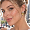 Arete Dormilona 02.472.0003 Oro Laminado, Diseño de Corazón, Pulido, Dos Tonos