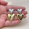Arete Dormilona 02.472.0003 Oro Laminado, Diseño de Corazón, Pulido, Dos Tonos