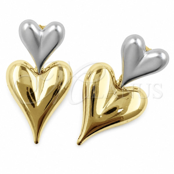 Arete Dormilona 02.472.0003 Oro Laminado, Diseño de Corazón, Pulido, Dos Tonos