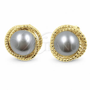 Arete Dormilona 02.472.0005 Oro Laminado, Diseño de Nudo, Diamantado, Dos Tonos