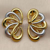 Arete Dormilona 02.472.0006 Oro Laminado, Diseño de Flor, Pulido, Dos Tonos