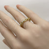 Anillo Multi Piedra 01.472.0001 Oro Laminado, con Micro Pave Blanca, Pulido, Tono Dorado (Talla Unica)