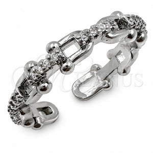Anillo Multi Piedra 01.472.0001.1 Oro Laminado Blanco, con Micro Pave Blanca, Pulido, Rodinado (Talla Unica)