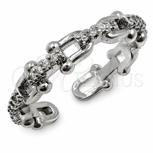 Anillo Multi Piedra 01.472.0001.1 Oro Laminado Blanco, con Micro Pave Blanca, Pulido, Rodinado (Talla Unica)