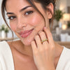 Anillo Multi Piedra 01.472.0002 Oro Laminado, Diseño de Bambu, con Micro Pave Blanca, Pulido, Tono Dorado (Talla Unica)