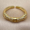 Anillo Multi Piedra 01.472.0002 Oro Laminado, Diseño de Bambu, con Micro Pave Blanca, Pulido, Tono Dorado (Talla Unica)