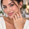 Anillo Multi Piedra 01.472.0002.1 Oro Laminado Blanco, Diseño de Bambu, con Micro Pave Blanca, Pulido, Rodinado (Talla Unica)