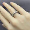 Anillo Multi Piedra 01.472.0002.1 Oro Laminado Blanco, Diseño de Bambu, con Micro Pave Blanca, Pulido, Rodinado (Talla Unica)