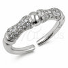 Anillo Multi Piedra 01.472.0002.1 Oro Laminado Blanco, Diseño de Bambu, con Micro Pave Blanca, Pulido, Rodinado (Talla Unica)