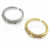 Anillo Multi Piedra 01.472.0002.1 Oro Laminado Blanco, Diseño de Bambu, con Micro Pave Blanca, Pulido, Rodinado (Talla Unica)