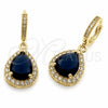 Arete Colgante 02.472.0012.3 Oro Laminado, Diseño de Gota y Cluster, con Zirconia Cubica Zafiro Azul y Blanca, Pulido, Tono Dorado