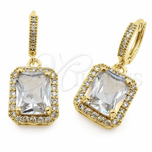 Arete Colgante 02.472.0013 Oro Laminado, Diseño de Cluster, con Zirconia Cubica Blanca y Micro Pave Blanca, Pulido, Tono Dorado