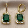 Arete Colgante 02.472.0013.2 Oro Laminado, Diseño de Cluster, con Zirconia Cubica Verde y Blanca, Pulido, Tono Dorado