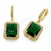 Arete Colgante 02.472.0013.2 Oro Laminado, Diseño de Cluster, con Zirconia Cubica Verde y Blanca, Pulido, Tono Dorado