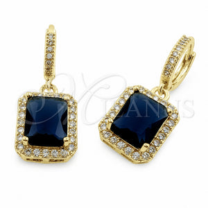 Arete Colgante 02.472.0013.3 Oro Laminado, Diseño de Cluster, con Zirconia Cubica Zafiro Azul y Blanca, Pulido, Tono Dorado