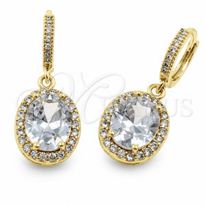 Arete Colgante 02.472.0014 Oro Laminado, Diseño de Cluster, con Zirconia Cubica Blanca y Micro Pave Blanca, Pulido, Tono Dorado