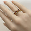 Anillo Multi Piedra 01.472.0006.1 Oro Laminado, Diseño de Corazón y Cluster, con Madre Perla Light Siam y Micro Pave Blanca, Pulido, Tono Dorado (Talla Unica)