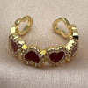 Anillo Multi Piedra 01.472.0006.1 Oro Laminado, Diseño de Corazón y Cluster, con Madre Perla Light Siam y Micro Pave Blanca, Pulido, Tono Dorado (Talla Unica)