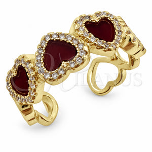 Anillo Multi Piedra 01.472.0006.1 Oro Laminado, Diseño de Corazón y Cluster, con Madre Perla Light Siam y Micro Pave Blanca, Pulido, Tono Dorado (Talla Unica)
