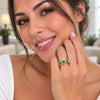 Anillo Multi Piedra 01.472.0006.2 Oro Laminado, Diseño de Corazón y Cluster, con Madre Perla Turquoise y Micro Pave Blanca, Pulido, Tono Dorado (Talla Unica)