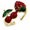 Anillo Elegante 01.472.0009 Oro Laminado, Diseño de Fresa y Cereza, Esmaltado Rojo, Tono Dorado (Talla Unica)