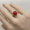 Anillo Elegante 01.472.0010 Oro Laminado, Diseño de Fresa, Esmaltado Rojo, Tono Dorado (Talla Unica)