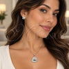 Juego de Arete y Dije de Adulto 10.448.0024 Oro Laminado Blanco, Diseño de Nudo, con Zirconia Cubica Blanca, Pulido, Rodinado