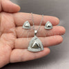 Juego de Arete y Dije de Adulto 10.448.0024 Oro Laminado Blanco, Diseño de Nudo, con Zirconia Cubica Blanca, Pulido, Rodinado