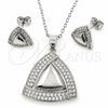 Juego de Arete y Dije de Adulto 10.448.0024 Oro Laminado Blanco, Diseño de Nudo, con Zirconia Cubica Blanca, Pulido, Rodinado