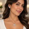 Juego de Arete y Dije de Adulto 10.448.0025 Oro Laminado Blanco, Diseño de Corazón, con Zirconia Cubica Blanca, Pulido, Rodinado