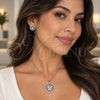 Juego de Arete y Dije de Adulto 10.448.0026 Oro Laminado Blanco, Diseño de Mariposa, con Zirconia Cubica Blanca, Pulido, Rodinado