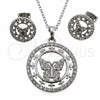 Juego de Arete y Dije de Adulto 10.448.0026 Oro Laminado Blanco, Diseño de Mariposa, con Zirconia Cubica Blanca, Pulido, Rodinado