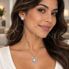 Juego de Arete y Dije de Adulto 10.448.0027 Oro Laminado Blanco, Diseño de Cluster y File, con Zirconia Cubica Blanca, Pulido, Rodinado