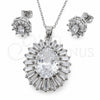 Juego de Arete y Dije de Adulto 10.448.0032 Oro Laminado Blanco, Diseño de Baguette y Cluster, con Zirconia Cubica Blanca, Pulido, Rodinado