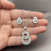Juego de Arete y Dije de Adulto 10.448.0033 Oro Laminado Blanco, Diseño de Baguette, con Zirconia Cubica Blanca y Micro Pave Blanca, Pulido, Rodinado