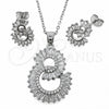 Juego de Arete y Dije de Adulto 10.448.0033 Oro Laminado Blanco, Diseño de Baguette, con Zirconia Cubica Blanca y Micro Pave Blanca, Pulido, Rodinado