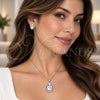 Juego de Arete y Dije de Adulto 10.448.0038 Oro Laminado Blanco, Diseño de Corazón, con Zirconia Cubica Blanca y Micro Pave Blanca, Pulido, Rodinado