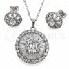 Juego de Arete y Dije de Adulto 10.448.0040 Oro Laminado Blanco, Diseño de Flor y Cluster, con Zirconia Cubica Blanca, Pulido, Rodinado