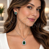 Juego de Arete y Dije de Adulto 10.448.0042 Oro Laminado Blanco, Diseño de Cluster, con Zirconia Cubica Verde y Blanca, Pulido, Rodinado