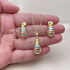 Juego de Arete y Dije de Adulto 10.312.0001 Oro Laminado, Diseño de Gota, Esmaltado Multicolor, Tono Dorado