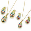 Juego de Arete y Dije de Adulto 10.312.0001 Oro Laminado, Diseño de Gota, Esmaltado Multicolor, Tono Dorado