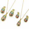 Juego de Arete y Dije de Adulto 10.312.0002 Oro Laminado, Diseño de Gota, Esmaltado Multicolor, Tono Dorado