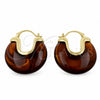 Argolla Mediana 02.60.0179.30 Oro Laminado, Resinado Marron, Tono Dorado