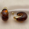 Argolla Pequeña 02.60.0180.25 Oro Laminado, Resinado Marron, Tono Dorado